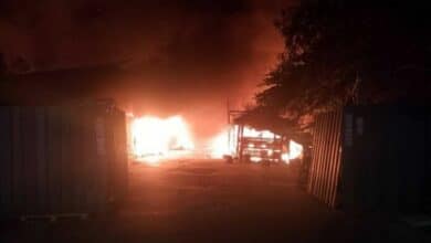 Fire in Bangkok’s Min Buri destroys warehouse and 8 vehicles