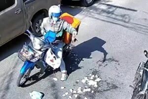 Litter delivery: Thai rider dumps rubbish and dashes in Isaan