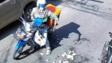 Litter delivery: Thai rider dumps rubbish and dashes in Isaan