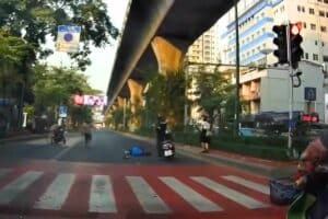 Thai motorcyclist hits South Korean man on zebra crossing