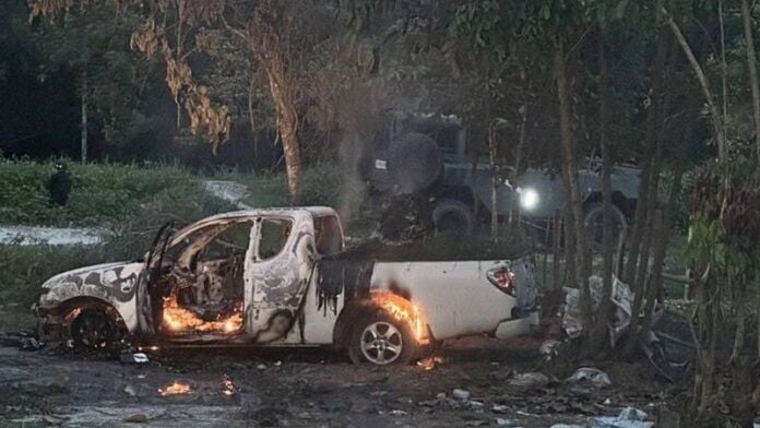 Military officer killed in Narathiwat shooting and vehicle fire