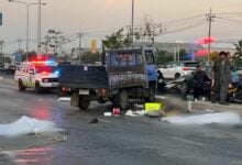 Truck overturns in Nonthaburi, killing two and injuring two