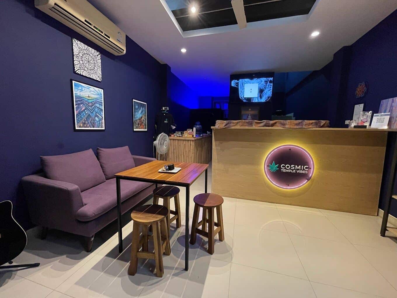 The interior of Cosmic Temple Vibes, the best cannabis dispensary in Phuket