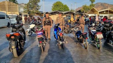 Police intercept over 200 motorbikes in Kanchanaburi for violations