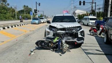 Elderly driver in tragic collision with motorcyclist in Sattahip | Thaiger