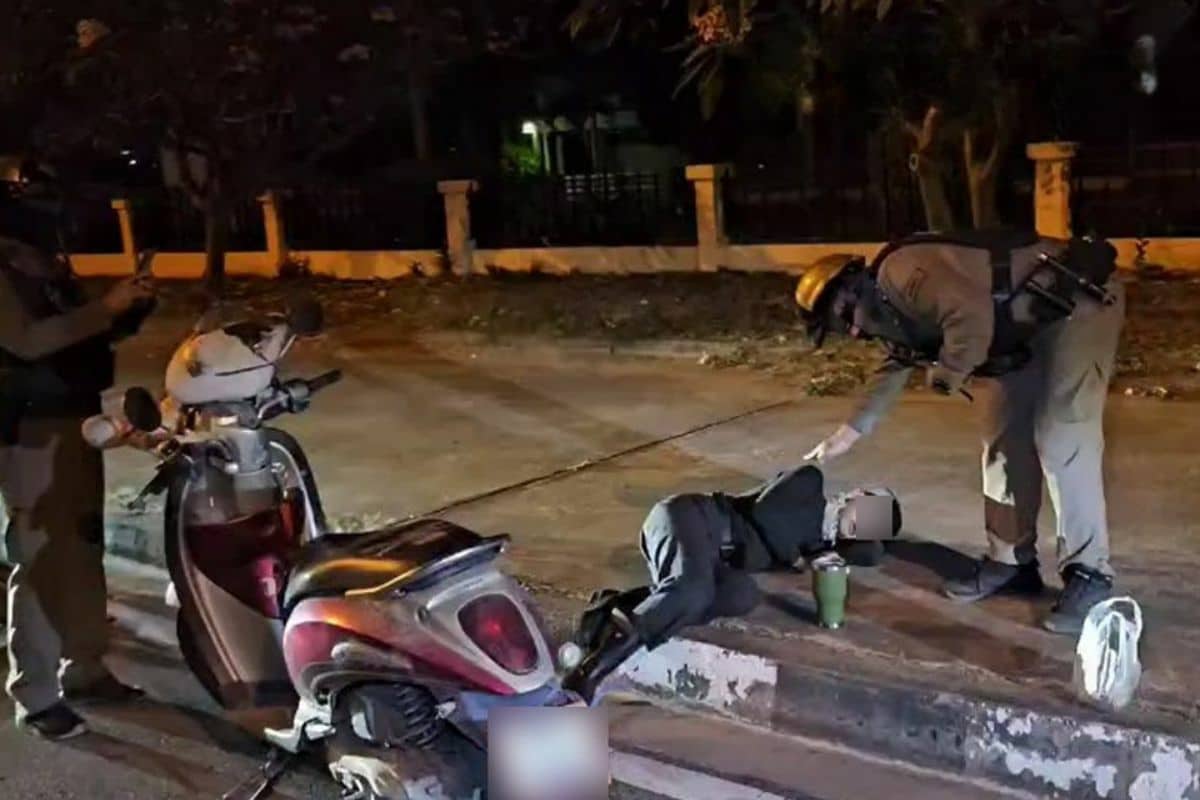 Drunk Thai man found asleep next to Hello Kitty bike in Sattahip