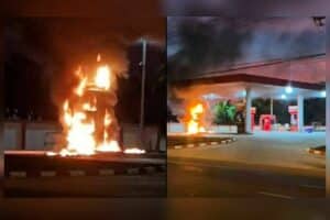 Fire erupts at Ubon Ratchathani petrol station, blaze contained