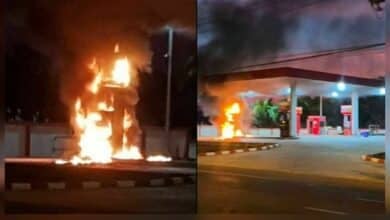 Fire erupts at Ubon Ratchathani petrol station, blaze contained