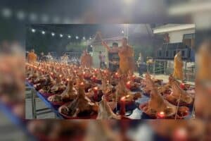 Taiwanese man offers 100 pig heads at Bangkok temple