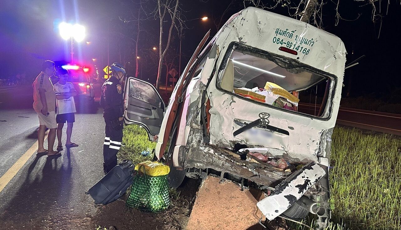 18-wheel truck crash in Phatthalung injures 4, damages van | News by Thaiger