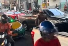 High-speed chase in Bangkok: Suspect escapes after collisions (video)