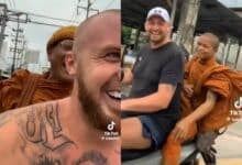 2 Foreign men give Pattaya monks a lift and get blessings in return