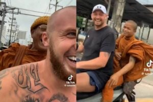 2 Foreign men give Pattaya monks a lift and get blessings in return