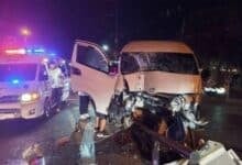 Airport van crashes into traffic pole in Phuket smash