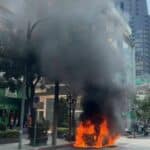 Luxury Mini Cooper goes up in flames on Bangkok street | Thaiger