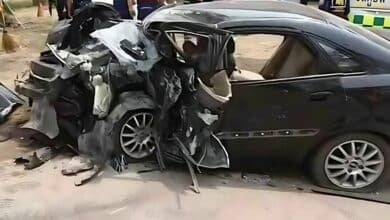 Deadly crash horror: Sedan ploughs into pickup in fiery Loei smash