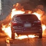 Thai uni student’s lucky escape as car goes up in flames