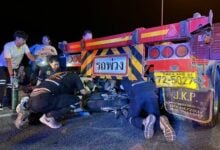 Truck-stop terror: Motorcyclist smashes into lorry near Pattaya