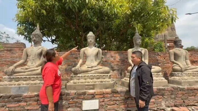Indian tourists climb Buddha statue for mangoes in Ayutthaya (video) | News by Thaiger