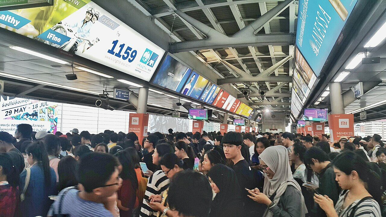 Crowded Public Transportation (BTS skytrain)