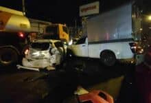 Slippery crash: Oil spill causes 7-vehicle collision in Pathum Thani