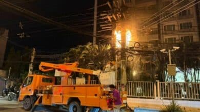 Pattaya technician blasted off pole in fiery high-voltage horror