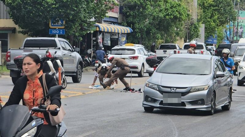 Crash and sweep: Phuket cops hailed heroes after three-car pile-up | News by Thaiger