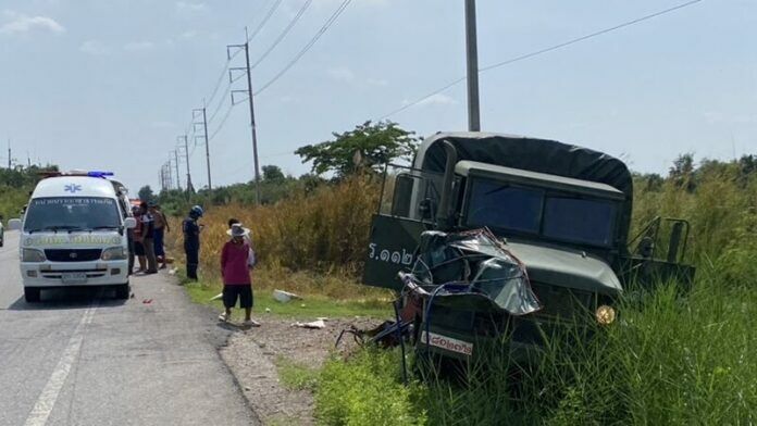 Military truck and motorcycle collision kills 3 in central Thailand | News by Thaiger