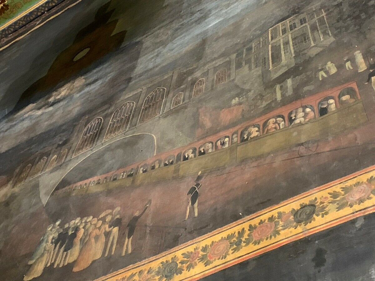 mural on the walls inside the temple