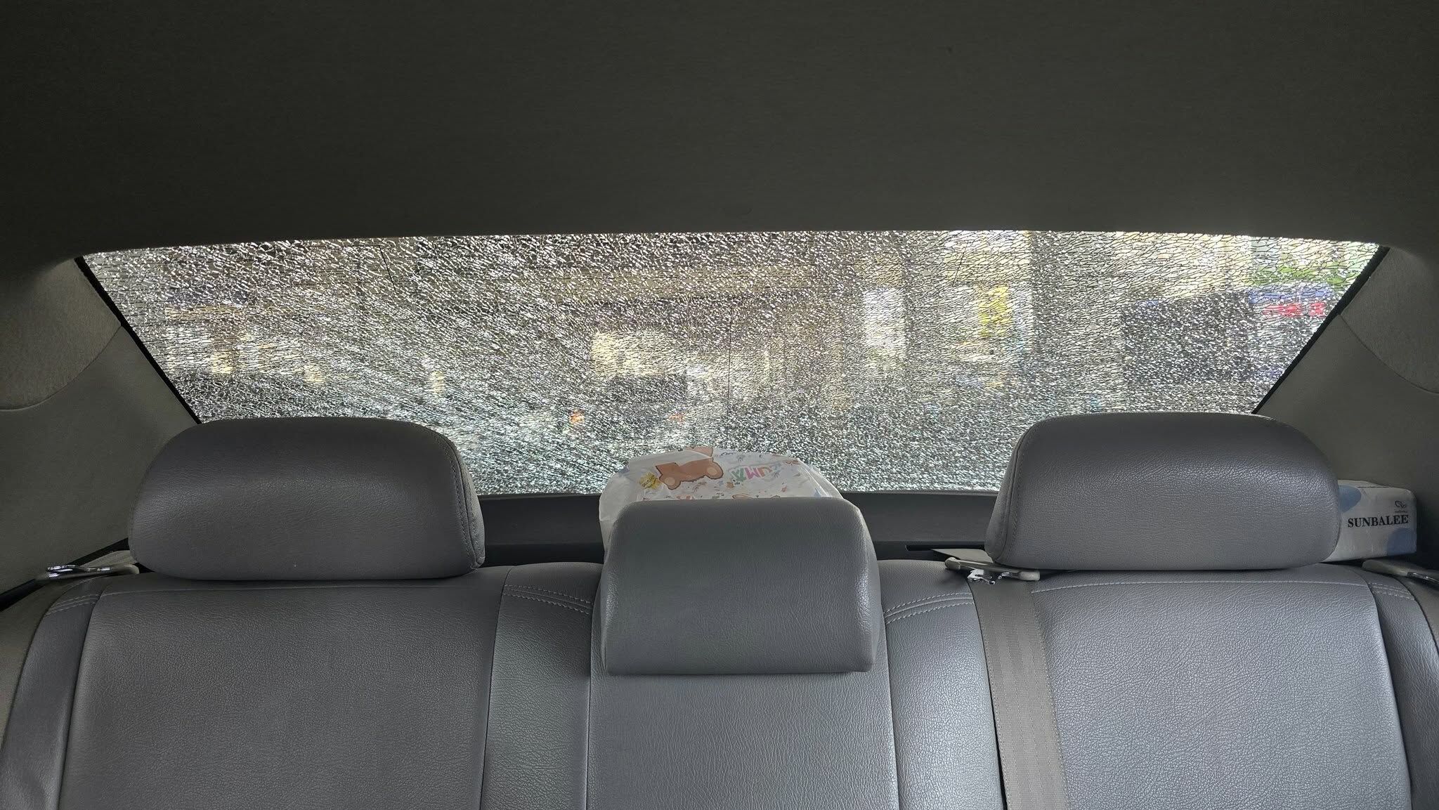 Near miss: Cement chunk smashes woman’s car on Rama II | News by Thaiger