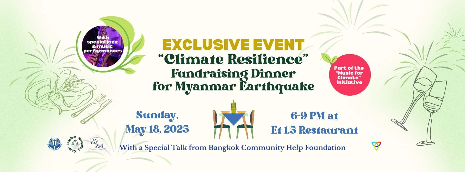 'Climate Resilience' Exclusive Fundraising Dinner for the Myanmar Earthquake at ET1.5 Restaurant Bangkok