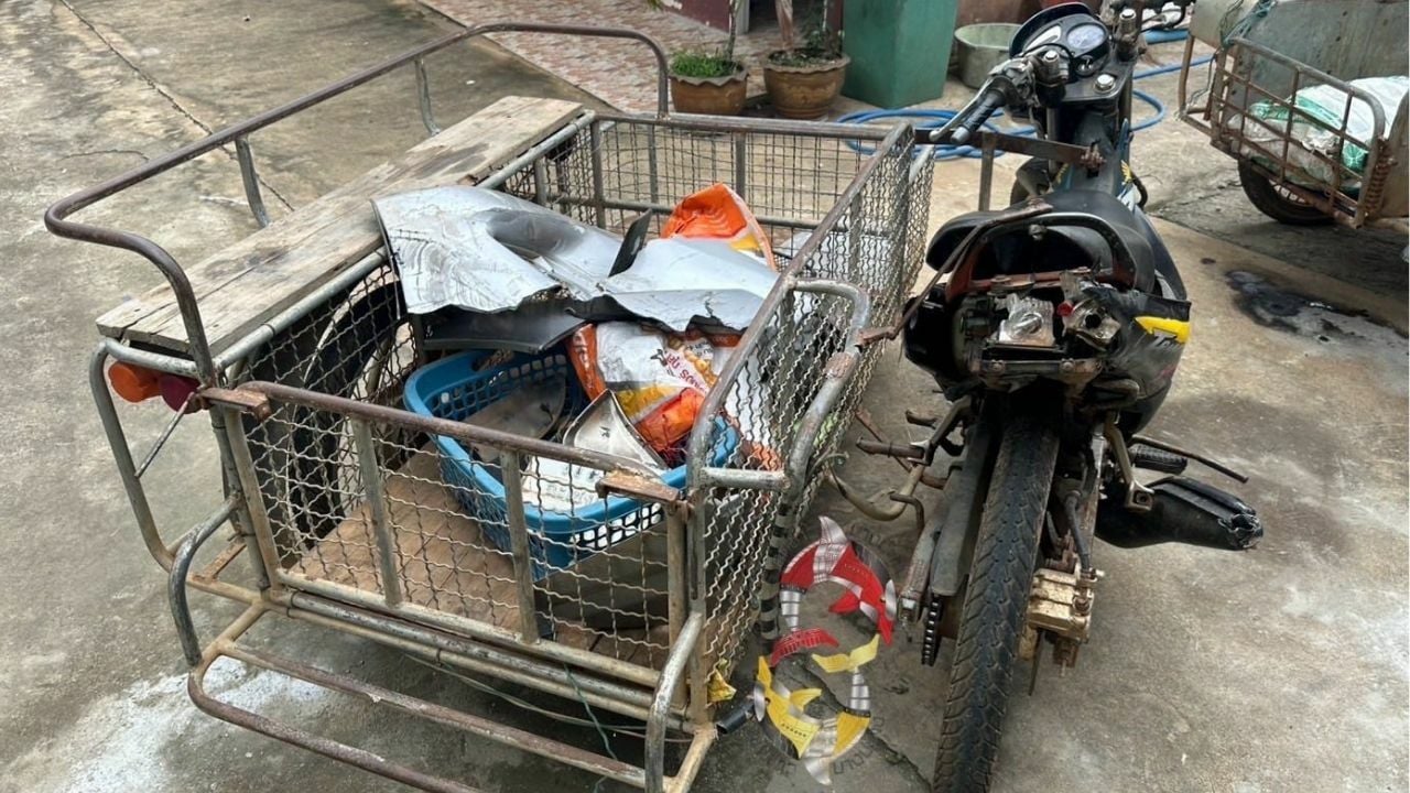 Police pickup crashes sidecar motorcycle