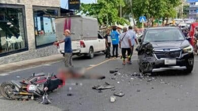 Thai motorcyclist and Italian passenger seriously injured in Phuket crash