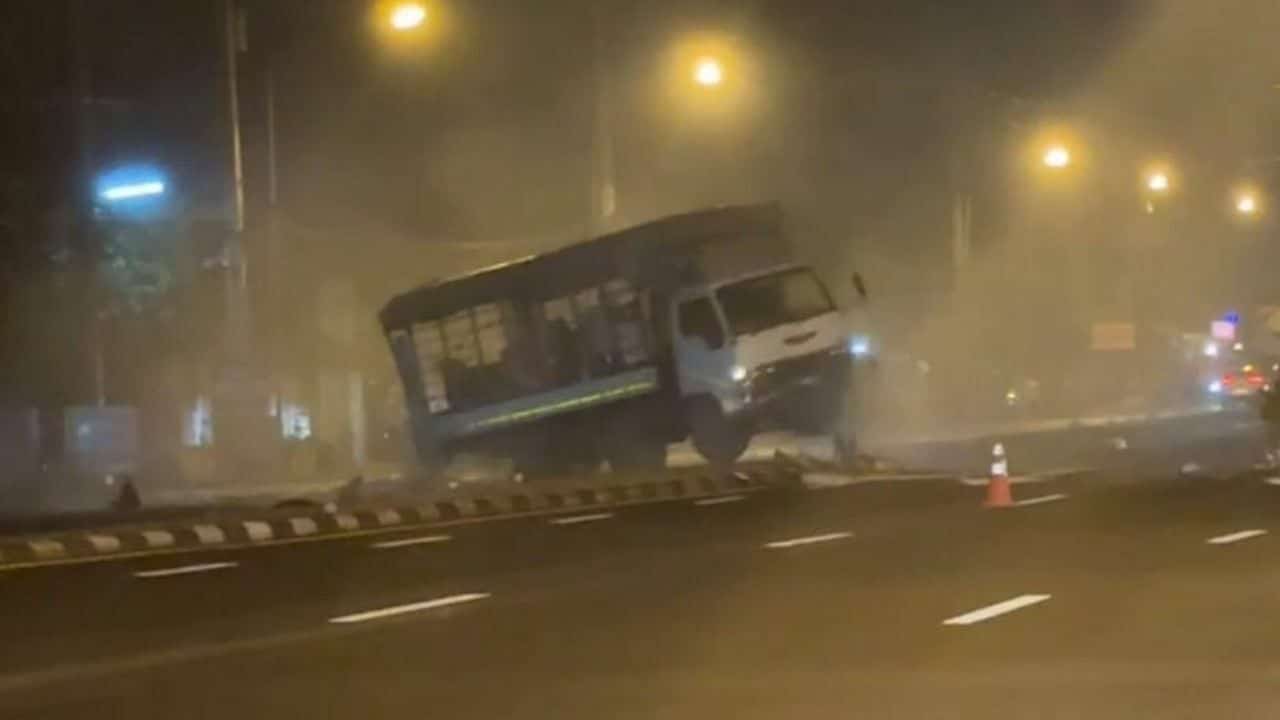 Witnesses spooked as ‘haunted truck’ moves on its own after crash