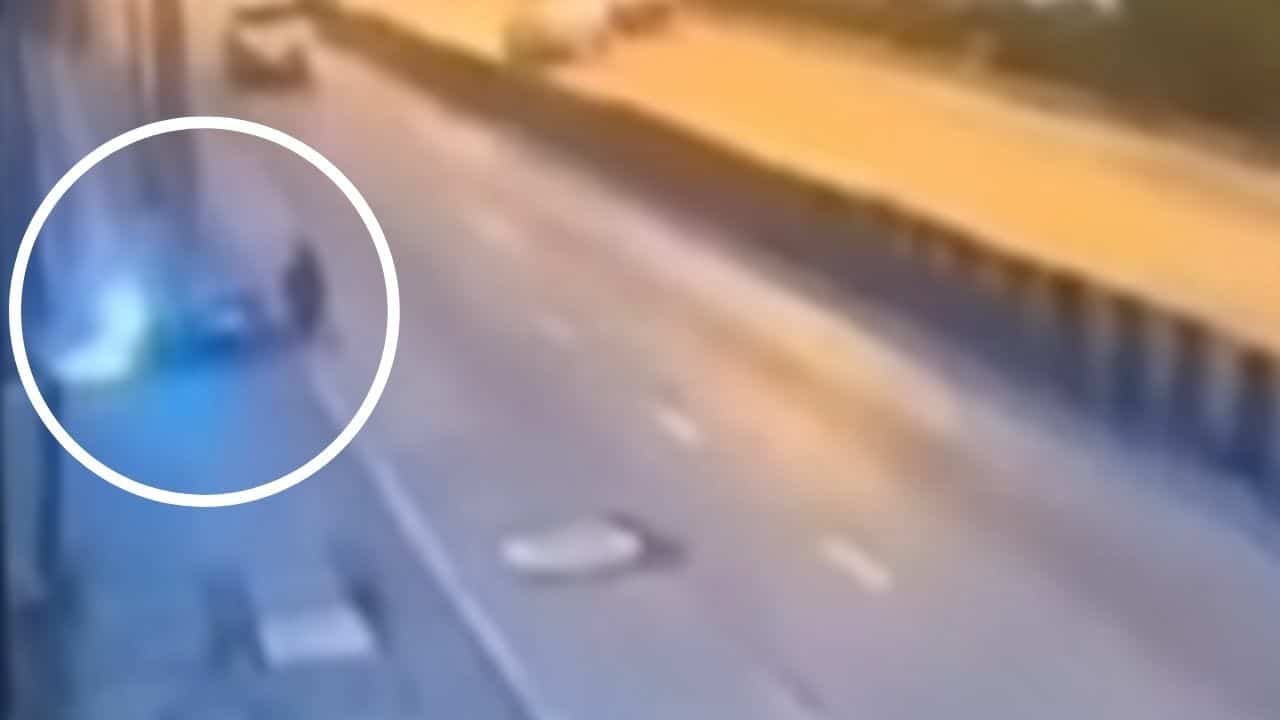 Hatback crashes into motorcyclists for stopping at zebra crossing