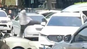 Pattaya wrong-way driver damages car, claims police ties