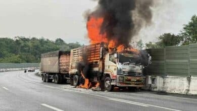 Truck brake failure sparks fiery crash on Highway 304