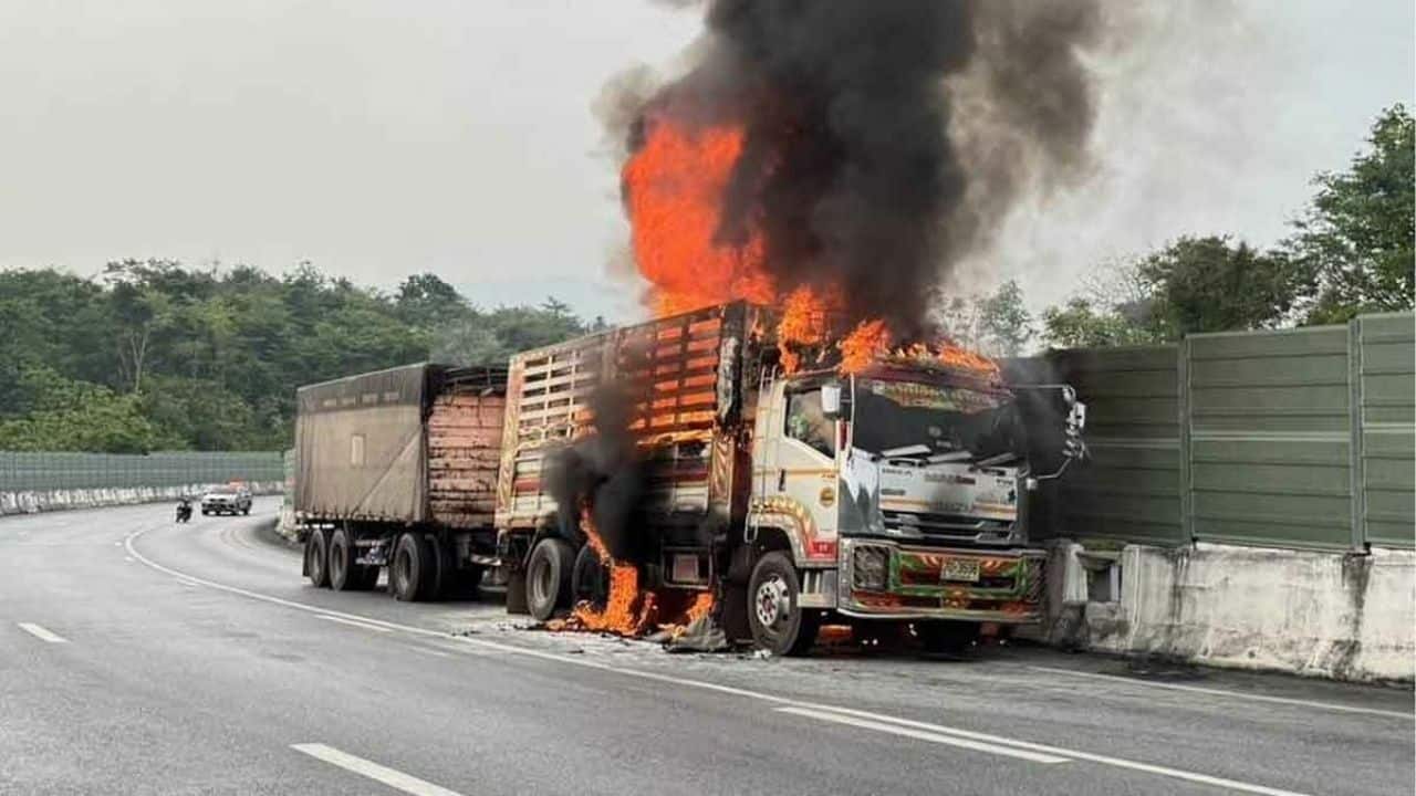 Truck brake failure sparks fiery crash on Highway 304