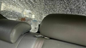 Near miss: Cement chunk smashes woman’s car on Rama II