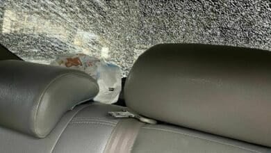 Near miss: Cement chunk smashes woman’s car on Rama II