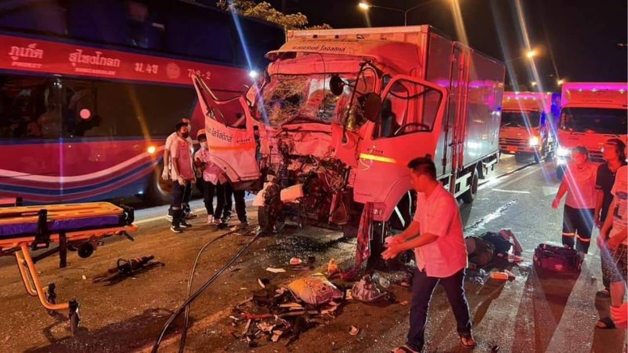 Dozing driver ploughs into truck at Phuket intersection