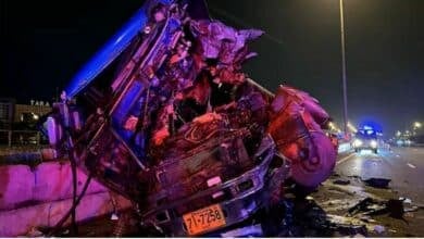 Overturned truck causes crude oil spill on Bangkok road