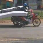 Thai man goes viral for &#8216;sleep-riding&#8217; motorbike stunt on a mattress (video) | Thaiger