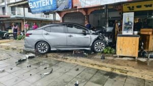 Rainy wreck: Wild crash smashes noodle shop in Chon Buri