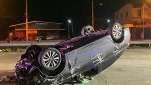Flipped and lucky: Pattaya driver cheats death after horror smash