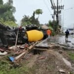 Cement mixer crash sparks chaos on Phuket’s slippery roads