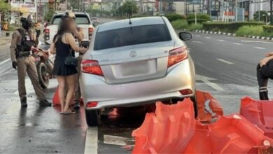 Intoxicated karaoke workers crash into barriers in Trat