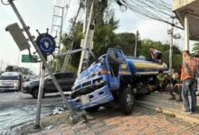 Water truck brake failure in Chon Buri causes no injuries