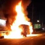 Van fire on Bangkok bridge disrupts traffic, no injuries