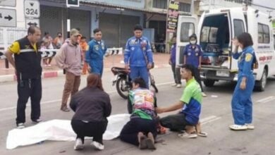 Elderly couple hit by pickup truck in Kanchanaburi collision